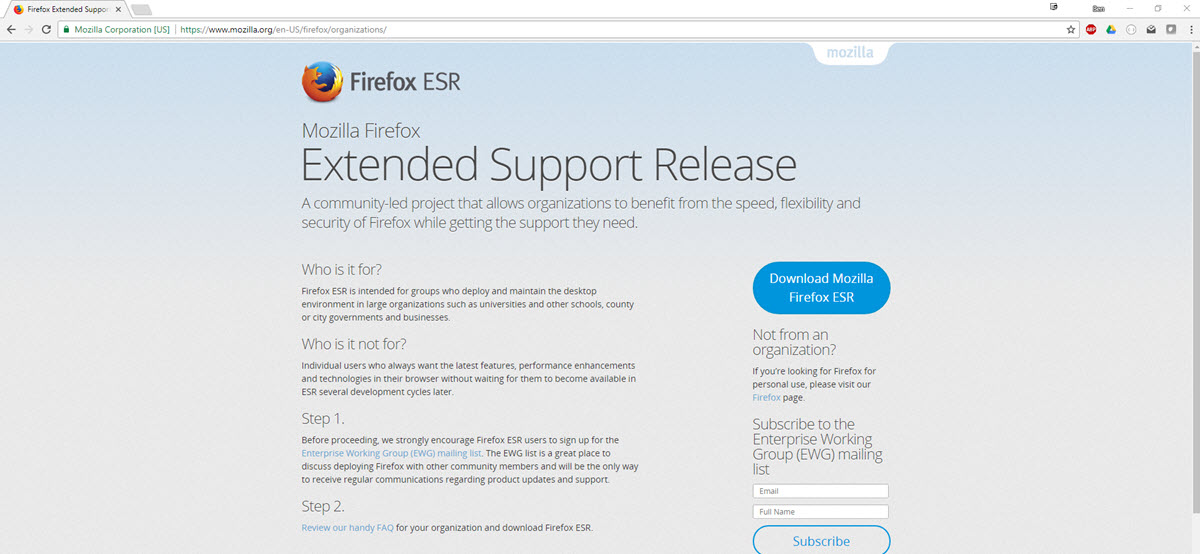 what is the esr version of firefox